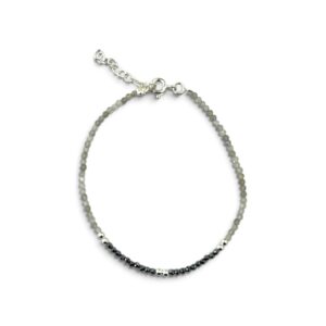 PULSERA PIEDRA GRIS Y BOLITAS