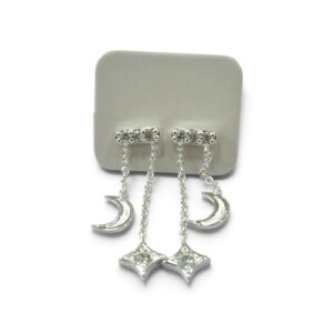 AROS PASANTES LUNITA Y ESTRELLA CON CADENITA