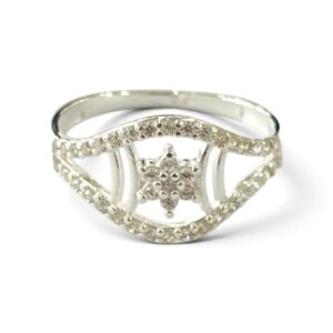 ANILLO CALADO CON FLOR PIEDRA EN EL CENTRO