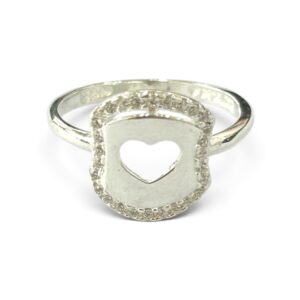 ANILLO CENTRO RECTANGULAR CON CORAZON