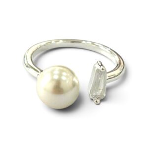 ANILLO REGULABLE PERLA Y PIEDRA